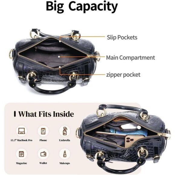 ⚡Women Blue Genuine Leather Tote Handbag Clutch Purse Crossbody Bag - Picture 6 of 9